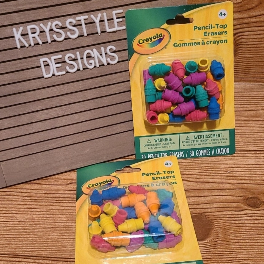 Crayola Set of 30 Pencil Top Erasers Back to School Kids (2)